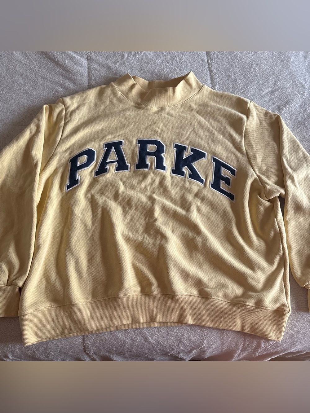 NWT Parke Varsity Peel + Denim Mockneck Sweatshirt
